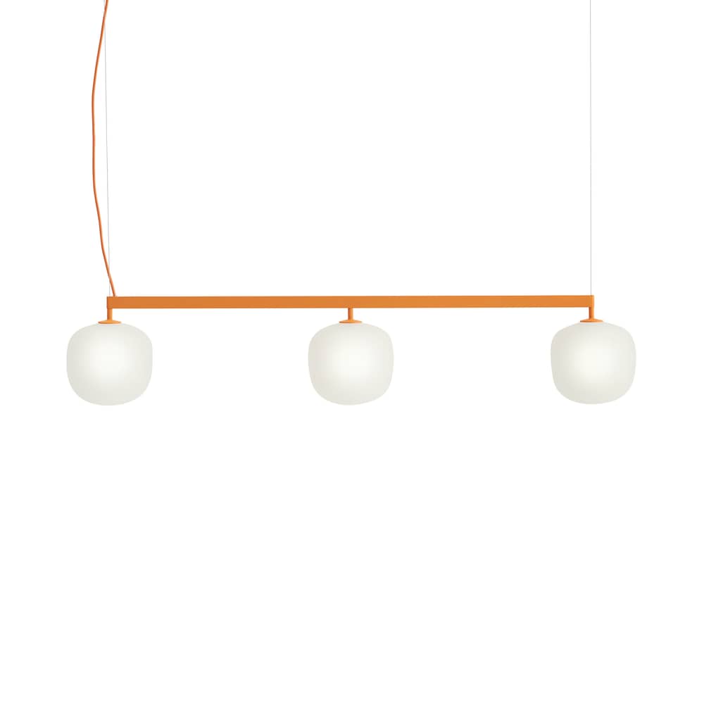 Suspension Rime Rail / L 110 cm - Muuto - Orange - Aluminium thermolaqué, Verre soufflé bouche