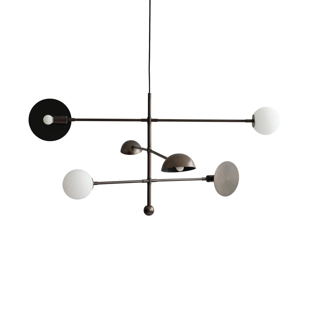 Suspension Sahn métal marron / Modulable - L 125 x H 58 cm - 101 COPENHAGEN - Bronze brossé - Métal plaqué bronze, Verre opalin