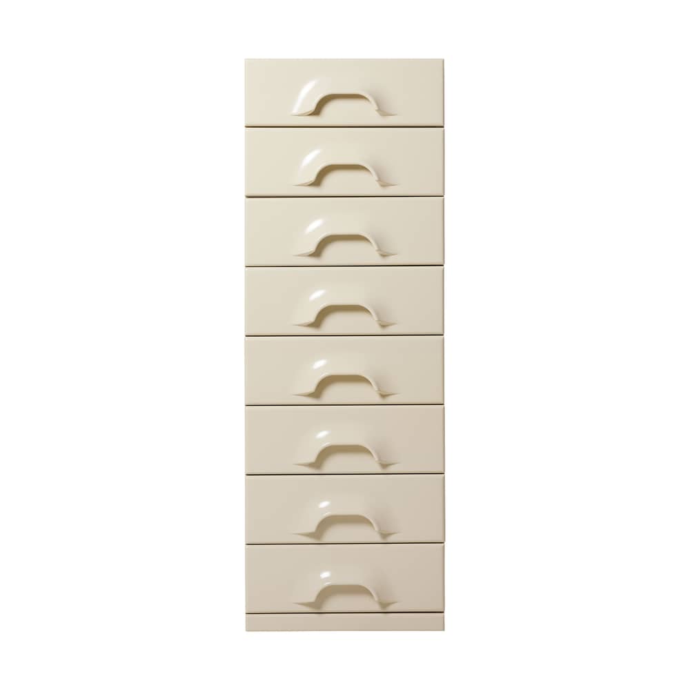 Commode Chest of drawers bois beige / Chiffonnier 8 tiroirs - L 45 x P 40,5 x H 128,8 cm - HK LIVING - Crème - MDF laqué