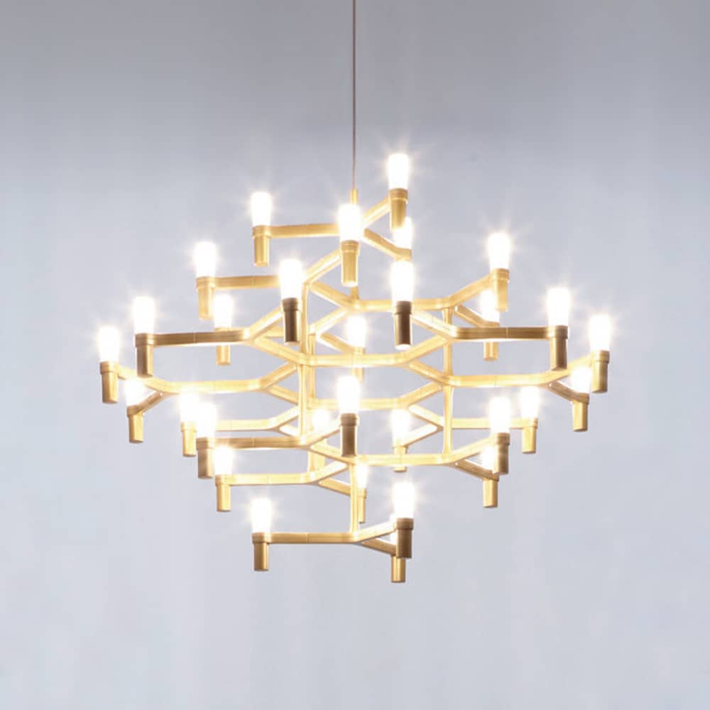 Pendelleuchte Crown Major metall gold / Ø 115 cm - vergoldet - Nemo - Vergoldet - Echtes vergoldetes Aluminium, Mattglas
