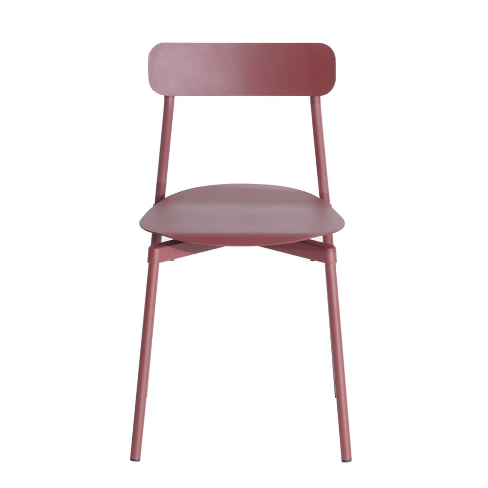 Stapelbarer Stuhl Fromme metall rot / Aluminium - Petite Friture - Rotbraun - Aluminium