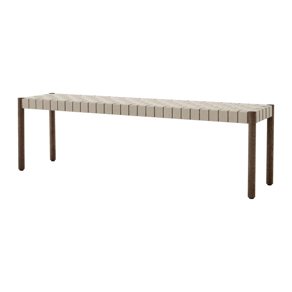 Banc Betty TK5 / L 157 cm - Sangles en lin - &tradition - Chêne fumé / Lin naturel - Chêne fumé massif, Lin