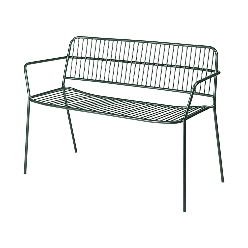 Banc avec dossier Eden métal vert / L 115 cm - BROSTE COPENHAGEN - Vert forêt - Acier thermolaqué
