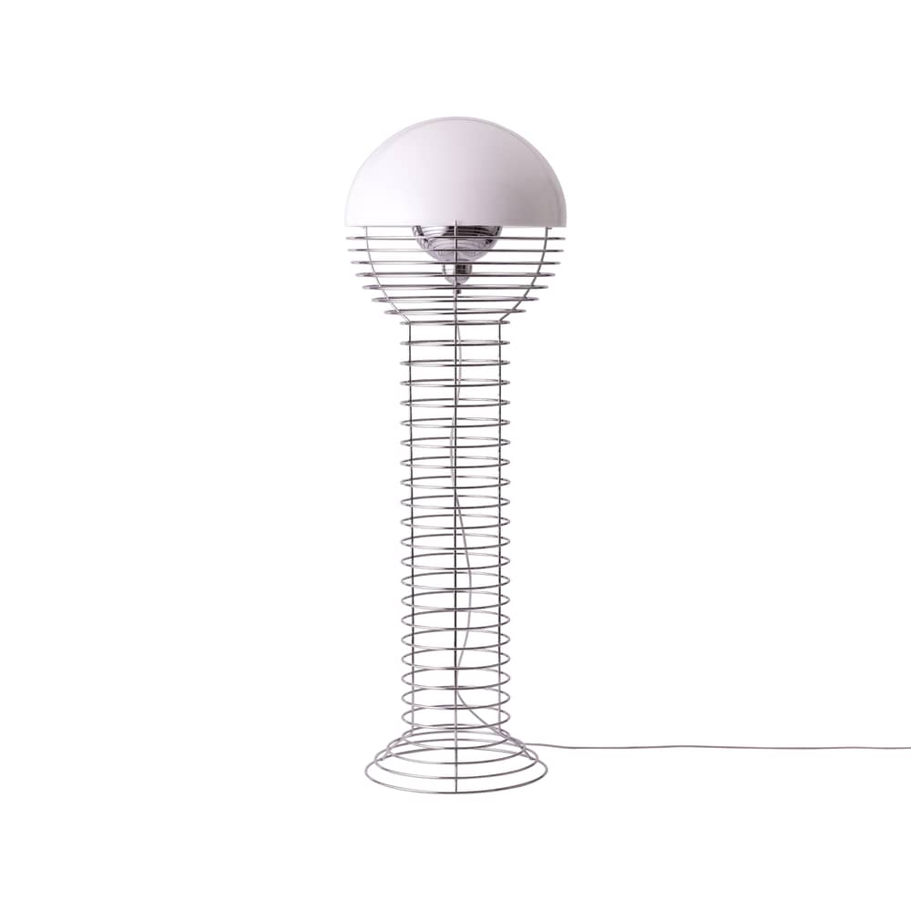 Lampada a stelo Wire metallo bianco / H 120 cm - Verner Panton, 1972 - Verpan - Bianco - Acciaio cromato, policarbonato