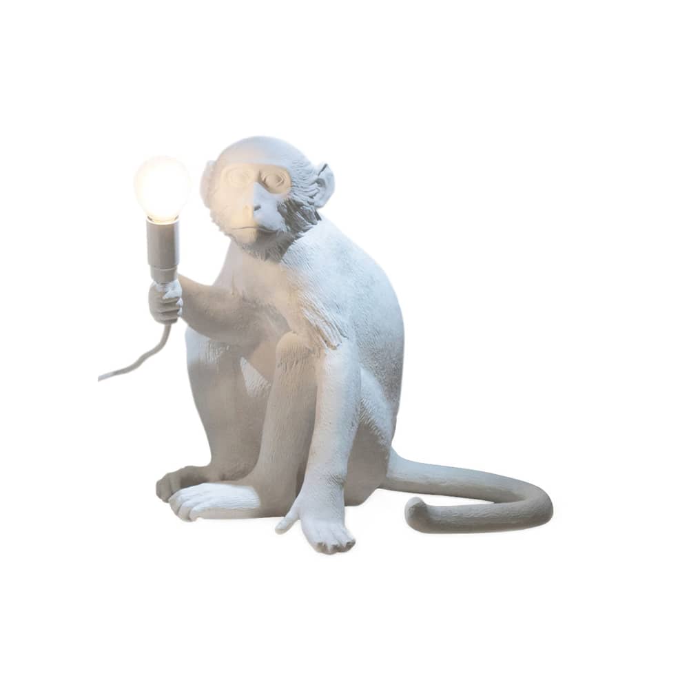Lampada da tavolo Monkey Sitting materiale plastico bianco / H 32 cm - Seletti - Bianco - Resina
