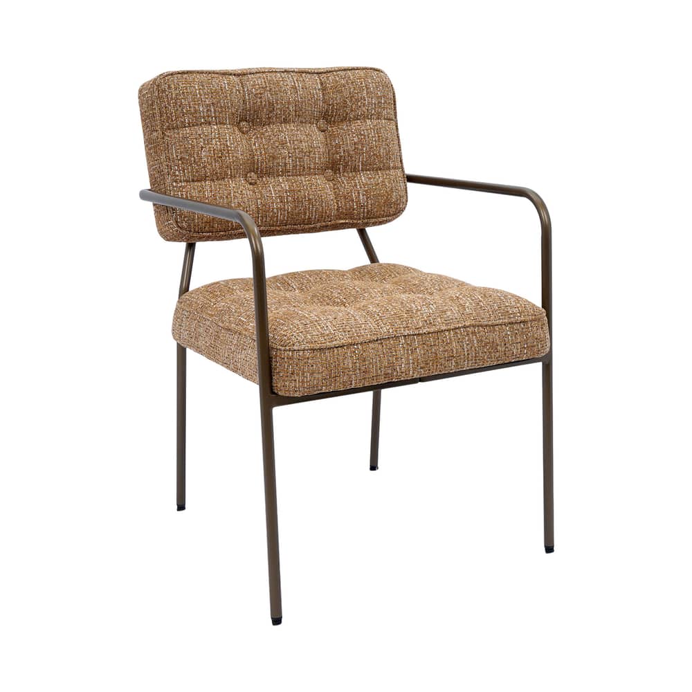 Sedia da pranzo imbottita Orea tessuto marrone - NV GALLERY - Marrone ristretto (tweed) / Metallo bronzo - Ferro, Schiuma ad alta densità, Tissu Tweed
