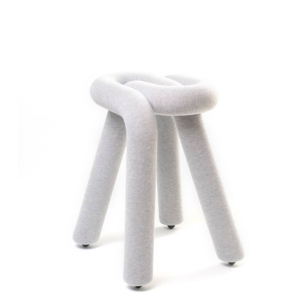 Sgabello imbottito Bold tessuto grigio imbottito / Tessuto - Moustache - Grigio chiaro - Acciaio, Espanso, Tessuto