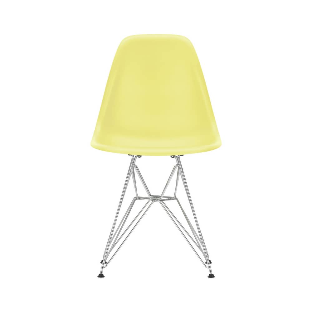 Stuhl RE DSR - Eames Plastic Side Chair plastikmaterial gelb / (1950) - Verchromte Füße / Recycelt - Vitra - Zitrone / Verchromte Füße - Recycelter Kunststoff (Post-Consumer), verchromter Stahl