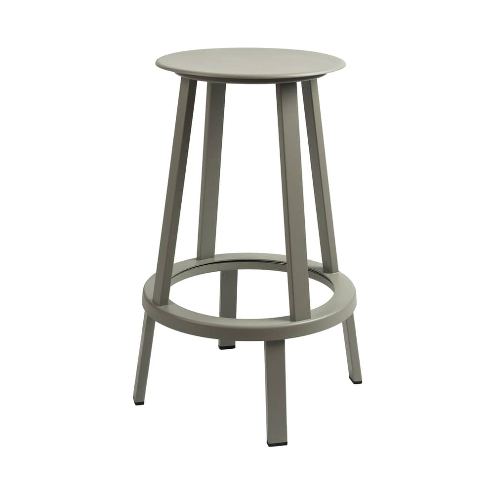 Revolver Swivel bar stool metal grey H 65 cm - Metal - Hay - Grey - Steel xith epowy paint