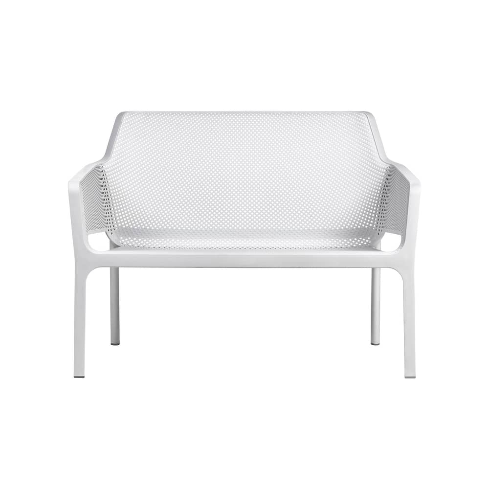 Banc avec dossier Net blanc / Empilable - L 116 cm - NARDI - Blanc - Résine de fibre de verre