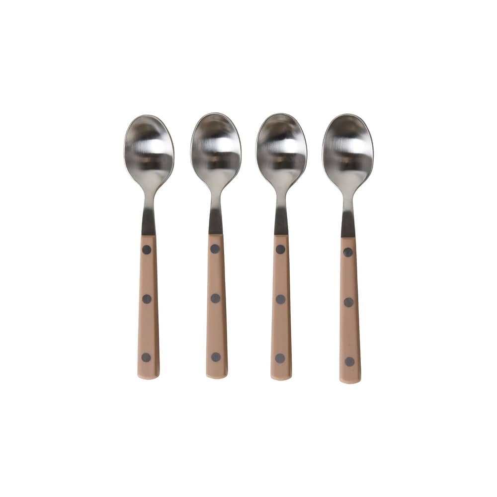 Cuillère à café 70s plastique beige / Set de 4 - L 11,5 cm - HK LIVING - Taupe - Acier inoxydable, Acrylique