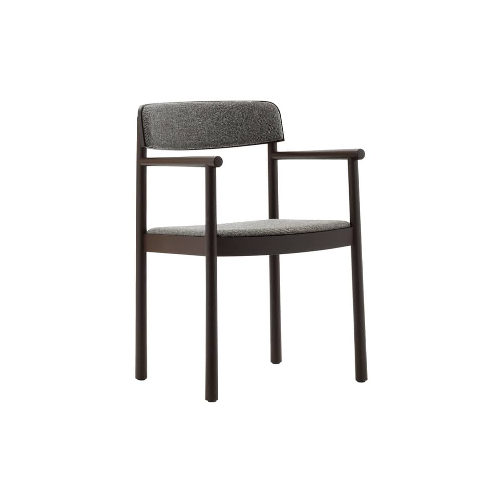 Fauteuil rembourré Timb tissu gris - Normann Copenhagen - Tissu marron (Hallingdal 368) / Frêne marron - Contreplaqué de frêne, Frêne massif, Mousse, Tissu