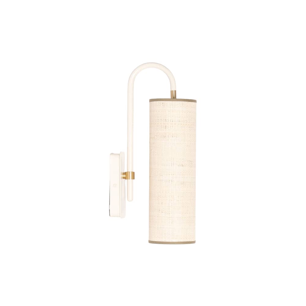 Applique Tokyo fibre bianco / Rafia - H 42 cm - Maison Sarah Lavoine - Rafia naturale / Bianco - Acciaio termolaccato, Rabane