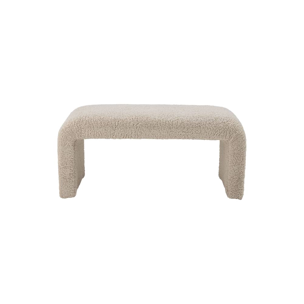 Panca imbottita Bobbie tessuto beige / L 100 cm - Tessuto bouclé - Bloomingville - Beige (Tessuto bouclé) - Espanso, Legno, Tessuto bouclé
