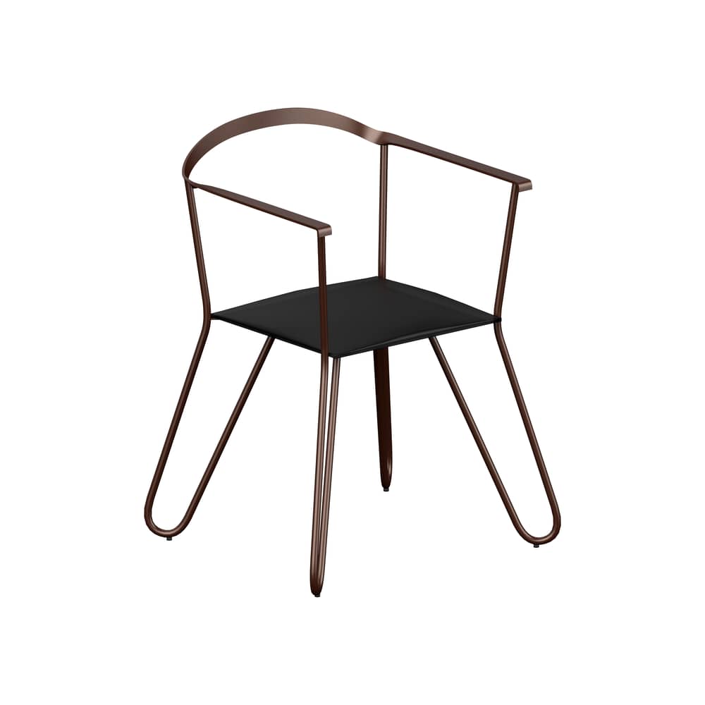 Sessel Melissa metall schwarz - Zeus - Kupferschwarz / Schwarzes Leder - Leder, Stahl