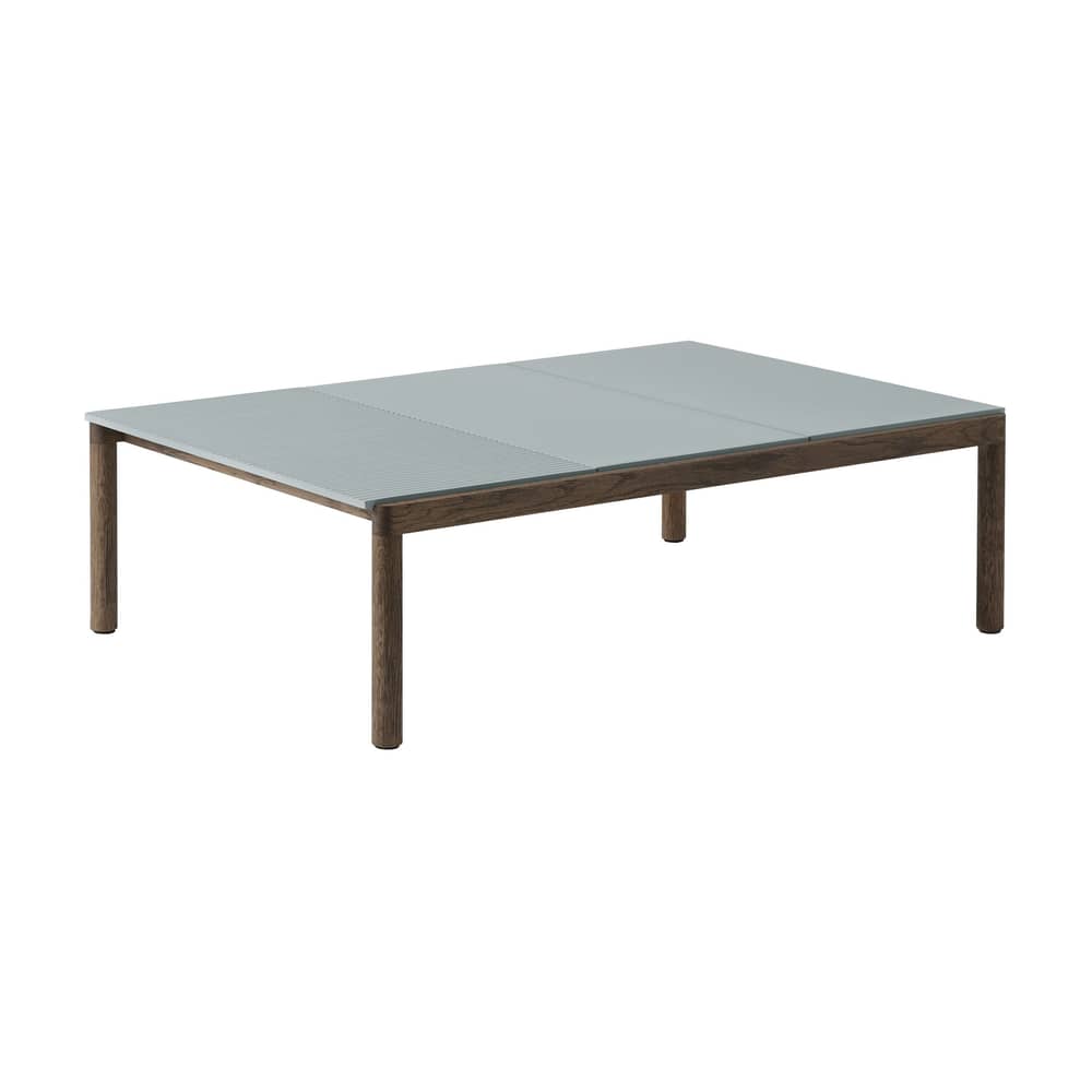 Table basse Couple / 84.5 x 120 x H 35 cm - Plateau grès réversible - Muuto - Bleu pâle / Chêne foncé - Chêne huilé teinté, Grès cérame