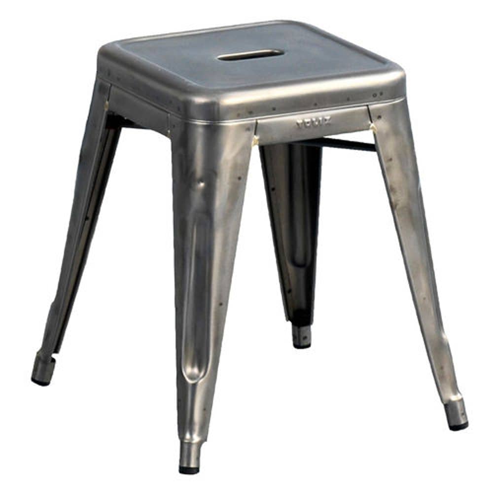 Tabouret empilable H Indoor métal / H 45 cm - Acier brut - Pour l\'intérieur - Tolix - Acier brut verni brillant - Acier brut verni brillant