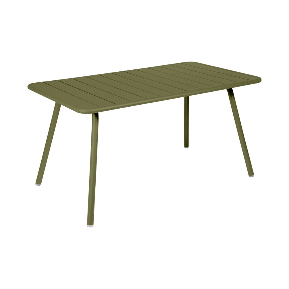 Tavolo rettangolare Luxembourg metallo verde / 143 x 80 cm (6 persone) - Foro per parasole - Fermob - Pesto - Alluminio laccato