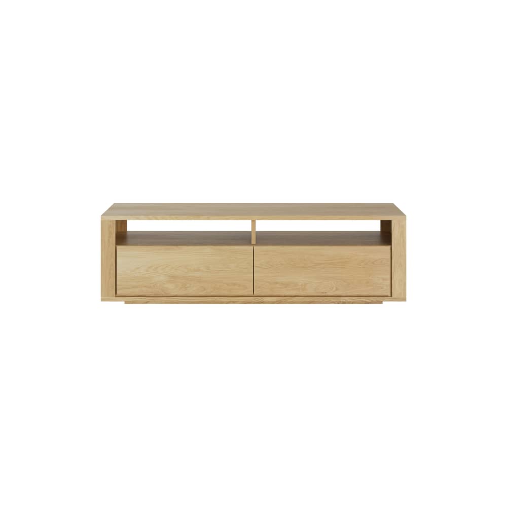 TV Möbel Shadow holz natur / L 140 x T 46 x H 42 cm - 2 Schubladen - Ethnicraft - Eiche - Geölte Massiveiche