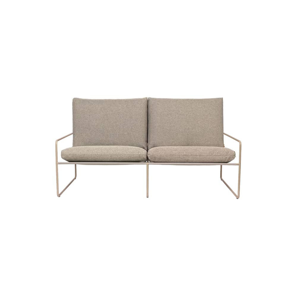 Canapé de jardin 2 places Desert tissu beige / L 156 cm - Ferm Living - Sable foncé (tissu Dolce) / Beige Cachemire - Acier galvanisé, Mousse polyuréthane, Tissu polypropylène