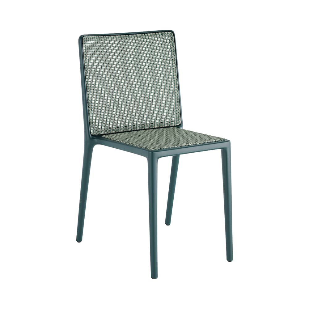 Chaise empilable Belvedere Tech / OUTDOOR - Tressage technopolymère - Kartell - Vert forêt / Tressage vert - Technopolymère, Technopolymère thermoplastique recyclé