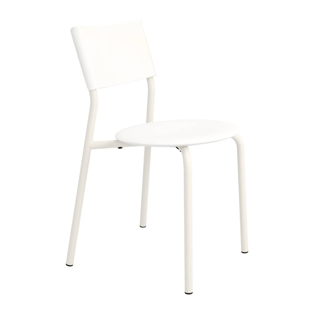 Chaise empilable SSDr Outdoor blanc / Pour l\'extérieur - Recyclé - TIPTOE - Blanc Crème - Acier thermolaqué, Polypropylène recyclé