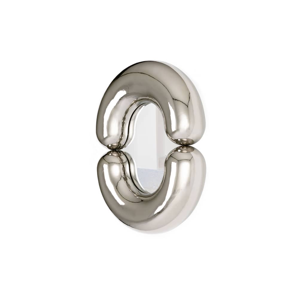Wandspiegel Zodiac Bumper Small keramik silber metall / Keramik - L 55 x H 70 cm - Moustache - Silberfarben - Glas, Keramik