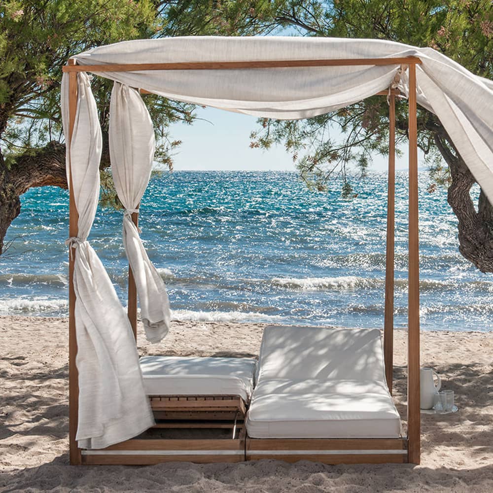Set de 2 matelas pour bain de soleil double Essenza - Ethimo - Set 2 matelas / Ivoire - Tissu
