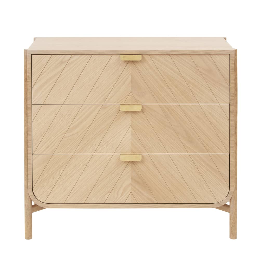 Marius Chest of drawers natural wood L 100 x H 90 cm - Hartô - Natural oak - MDF veneer oak, Metal, Solid oak