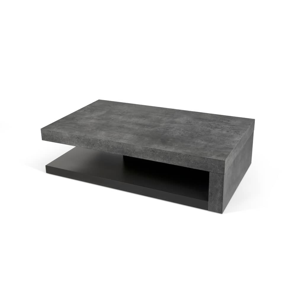Couchtisch Chicago holz grau / 110 x 65 cm x H 29 cm - Melamin mit Beton-Optik - POP UP HOME - Graue Beton-Optik / Schwarz - Hochdichte Faserplatte, Melamin