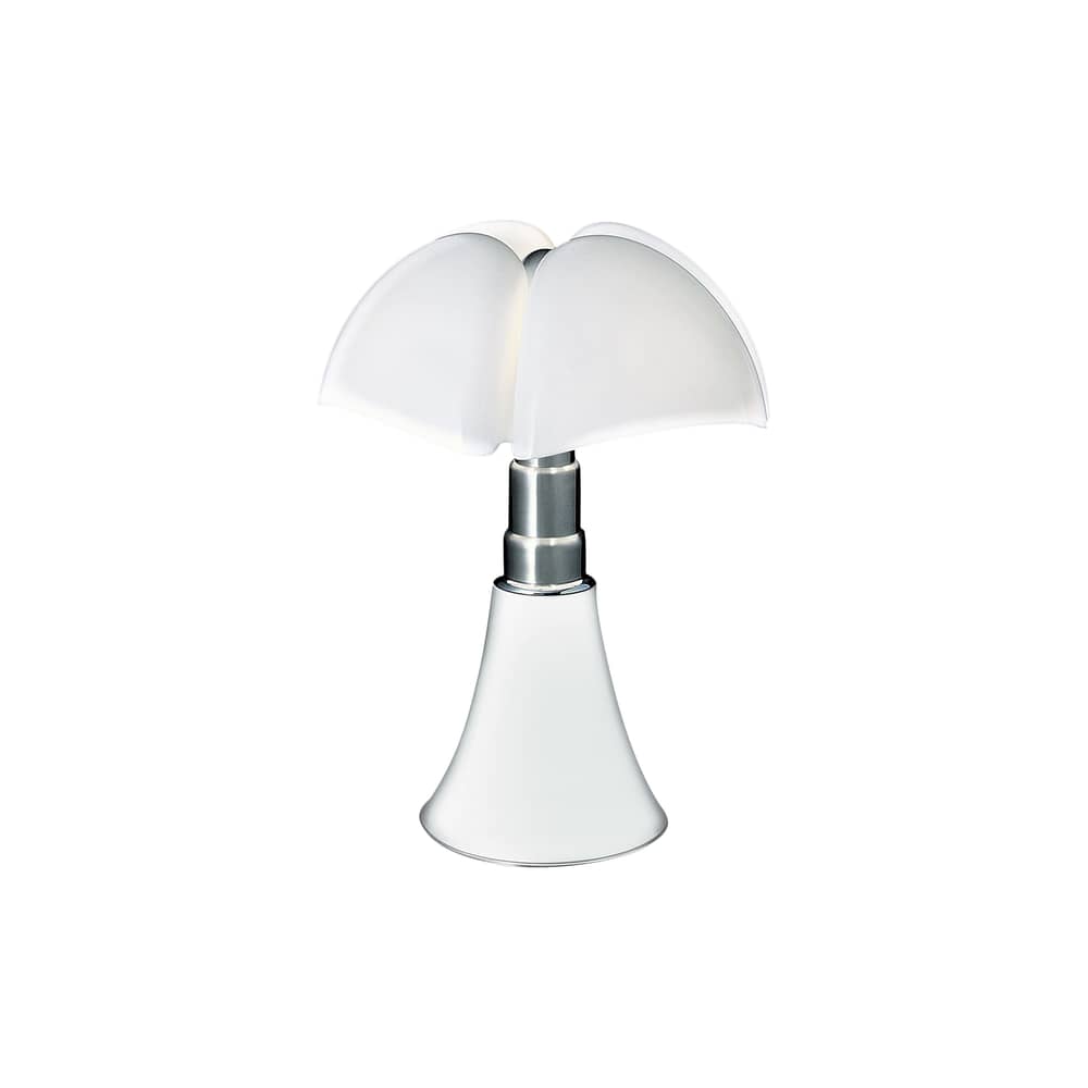 Lampe de table Pipistrello / H 66 à 86 cm - Gae Aulenti, 1965 - Martinelli Luce - Blanc - Acier galvanisé, Aluminium laqué, Méthacrylate opalin