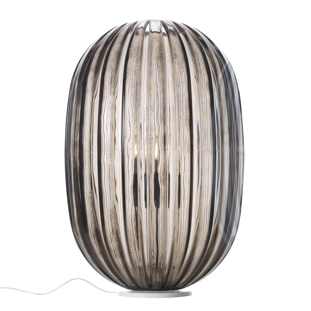 Lampe de table Plass / Ø 34 x H 51 cm - Luca Nichetto, 2012 - Foscarini - Gris - Acier, Polycarbonate