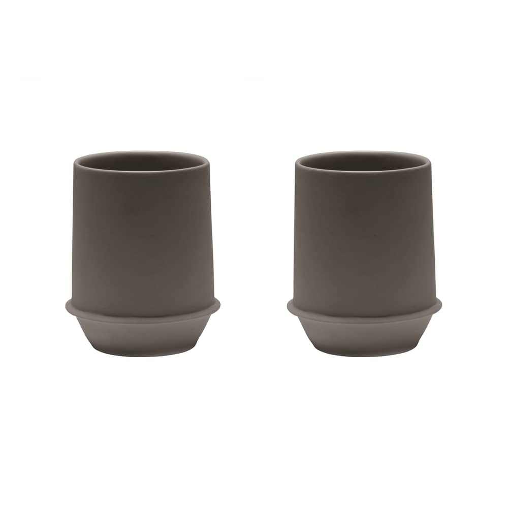 Set de 2 mugs Dune / By Kelly Wearstle - Ø 9 x H 11,5 cm - Serax - Marron Ardoise - Porcelaine
