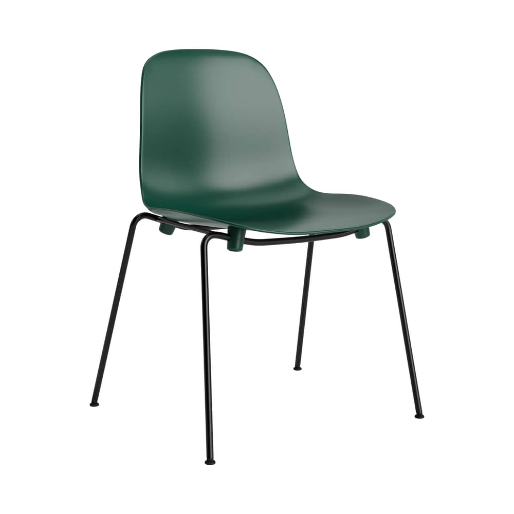 Sedia impilabile Form materiale plastico verde / 4 gambe metalllo - Normann Copenhagen - Verde - Acciaio laccato, Polipropilene