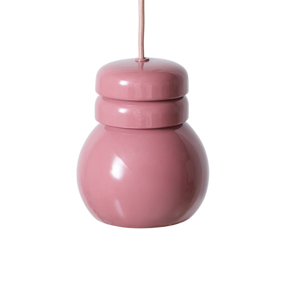 Suspension Bulb céramique rose / Ø 13 x H 15,2 cm - HK LIVING - Rose blush - Grès émaillé