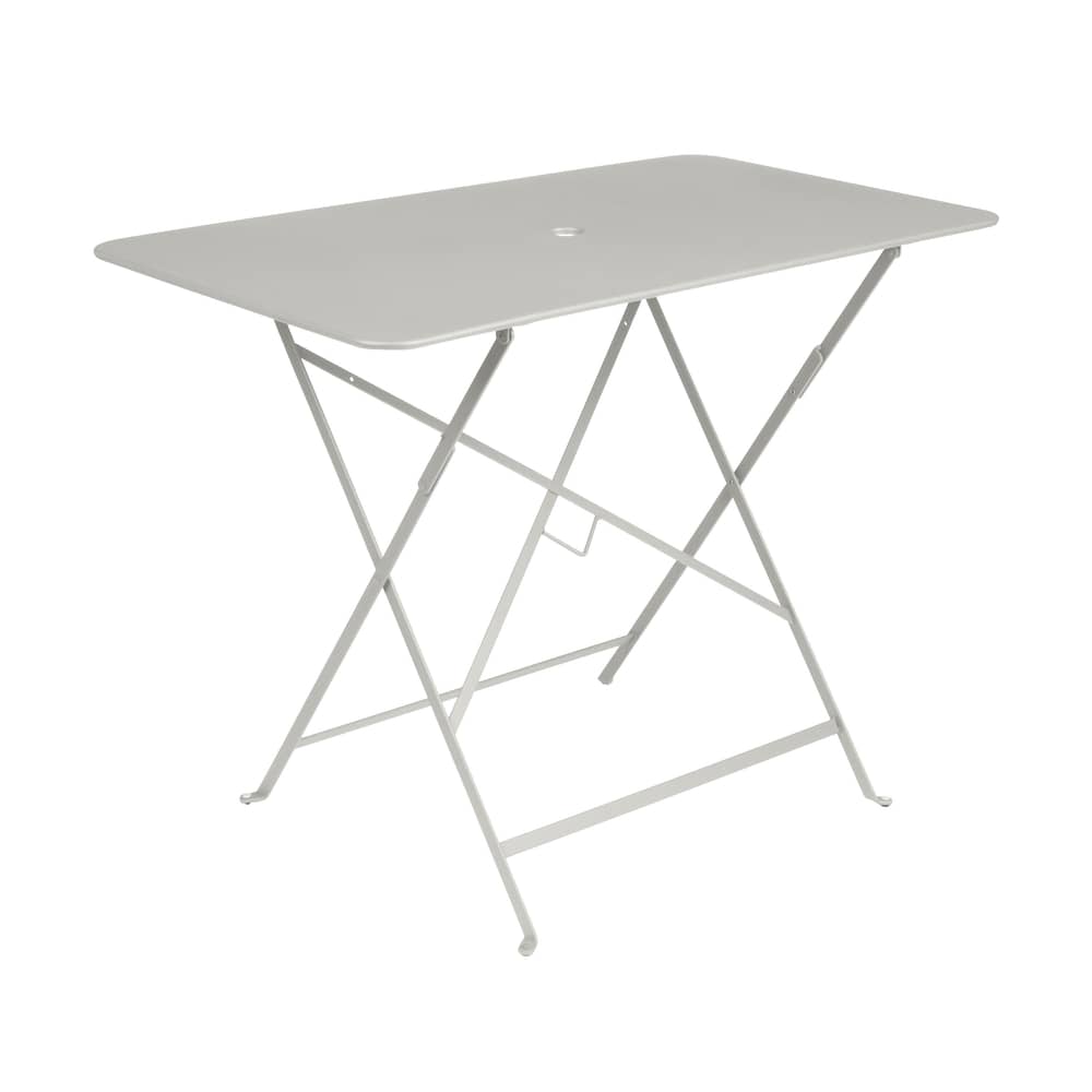 Tavolo pieghevole Bistro metallo grigio / 97 x 57 cm - 4 persone - Foro ombrellone - Fermob - Grigio argilla - Acciaio laccato