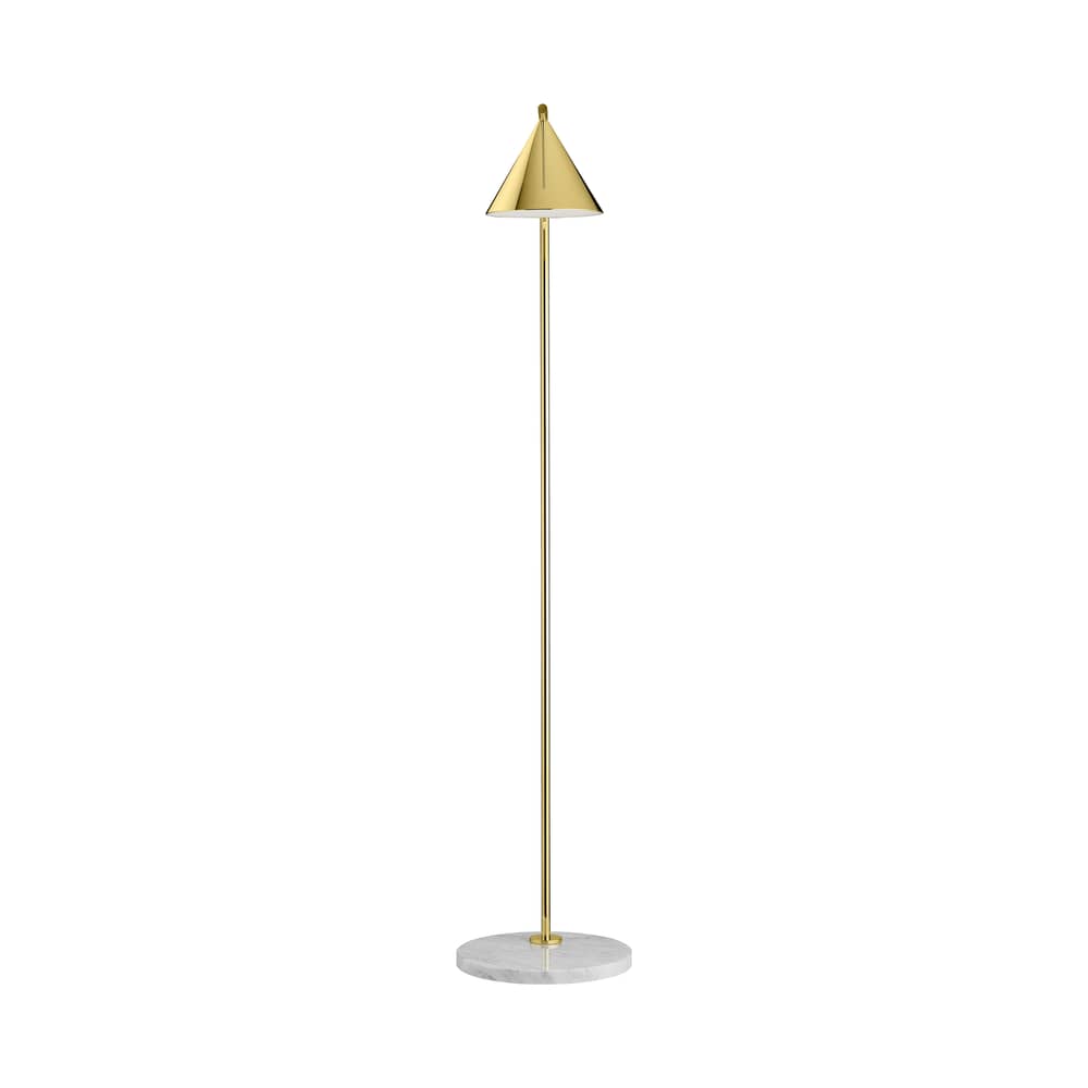 Lampada a stelo Captain Flint Indoor marmo oro metallo LED / H 154 cm - Orientabile - Base marmo - Flos - Ottone / Base marmo bianco - Alluminio, Marmo, Ottone spazzolato