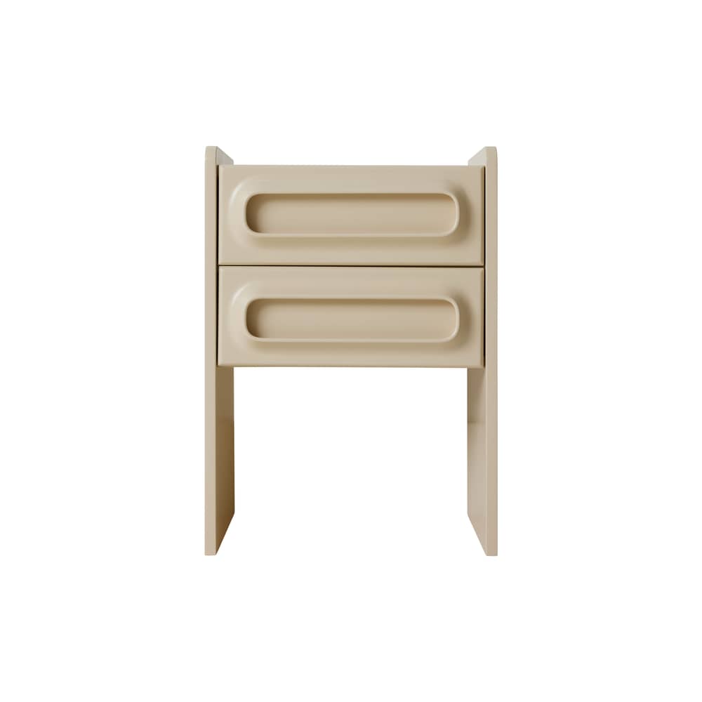 Comodino Space legno beige / 2 Cassetti - HK LIVING - Crema - MDF laccato