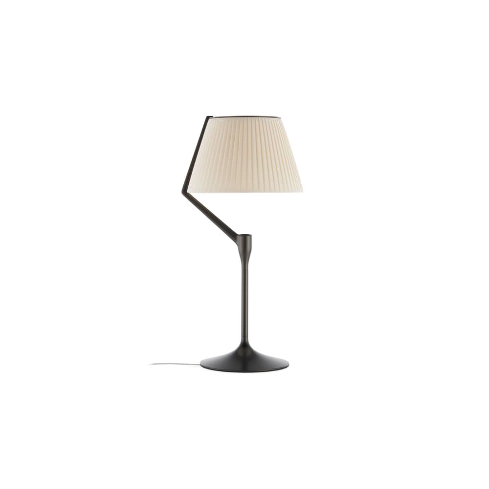 Lampe de table Angelo Stone LED / H 70 cm - Tissu plisssé - Kartell - Titane / Tissu écru - Aluminium, Coton, Thermoplastique