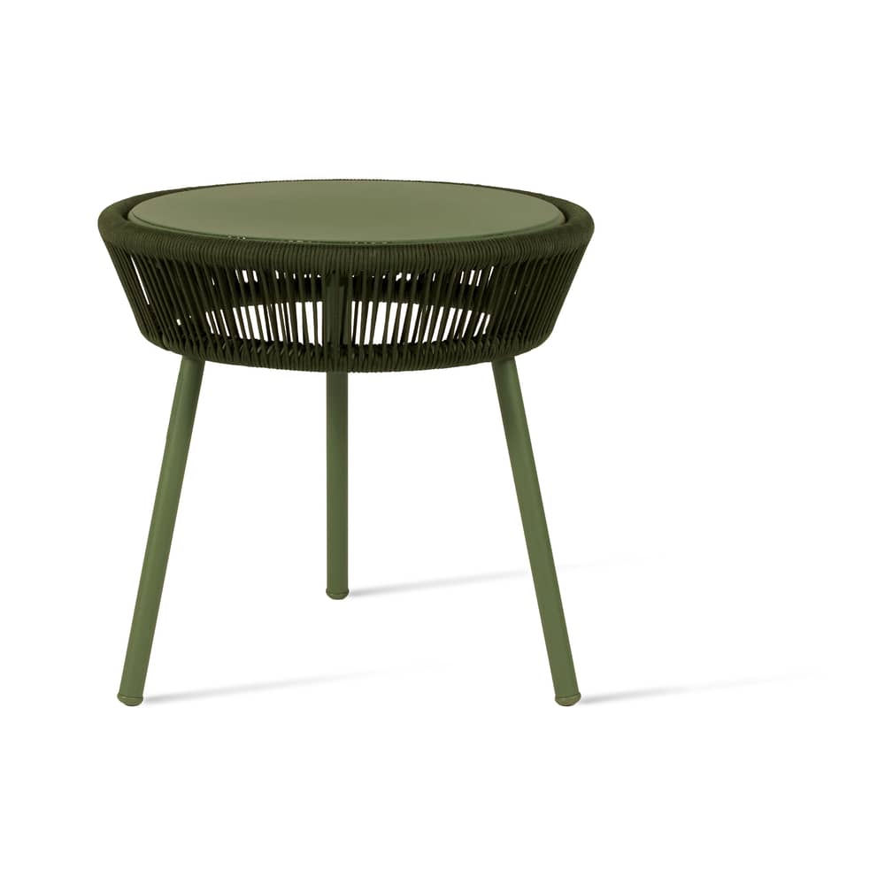 Table d\'appoint Loop métal / Corde polypropylène tissée main - Ø 51 cm - Vincent Sheppard - Vert - Aluminium thermolaqué, Corde polypropylène