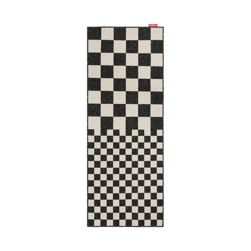 Tapis d\'extérieur Carpretty Catwalk / 200 x 80 cm - Fatboy - Square Affair / Anthracite & crème - Polypropylène tissé