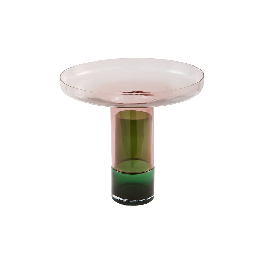 Vase Formy Disk verre rose / Ø 40 x H 36 cm - POLSPOTTEN - Rose & vert - Verre