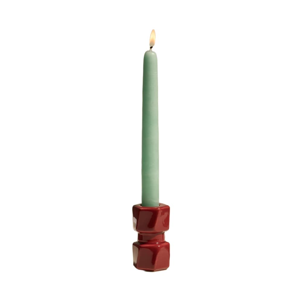 Bougeoir Colonna Petit / H 7.5 cm - Maison Sarah Lavoine - Carmin - Céramique émaillée