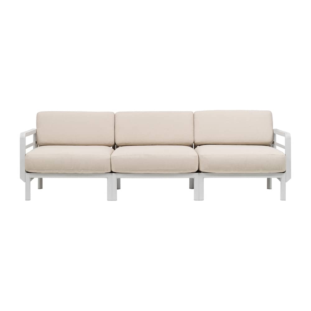 Modulares Gartensofa Maximo textil beige / 3-Sitzer - L 253.5 cm - NARDI - Kreideweiß / Beige Stoff Perlen - Glasfaserverstärktes Harz, Polyurethan-Schaum, Sunbrella® Acrylstoff