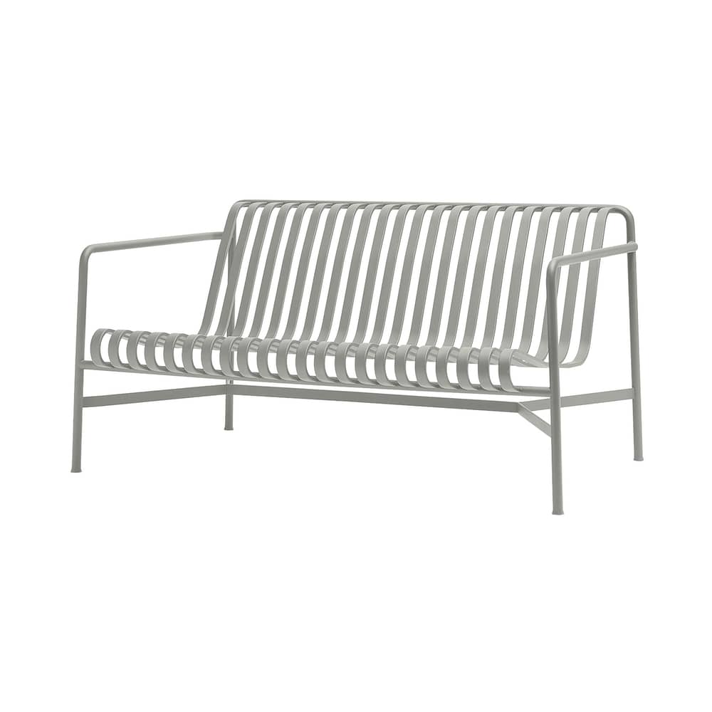 Gartensofa 2-Sitzer Palissade Lounge metall grau / L 139 cm - R & E Bouroullec - Hay - Hellgrau - Epoxid-lackierter Stahl