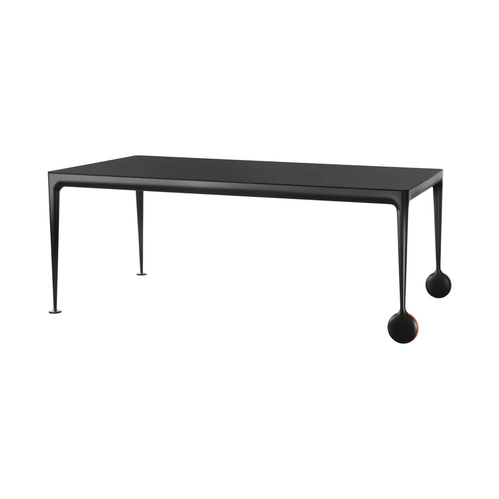 rechteckiger Tisch Big Will glas schwarz / 200 x 100 cm - Magis - Tischplatte schwarz / Tischbeine schwarz - gefirnistes Gussaluminium, Glas, Kautschuk