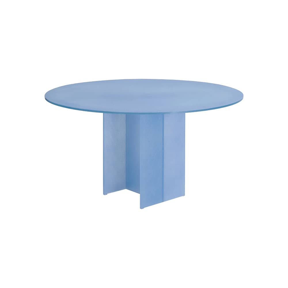 Tavolo rotondo Simoon 05 vetro blu / Ø 140 x H 74 cm - Riciclato - Glas Italia - Blu - Vetro riciclato