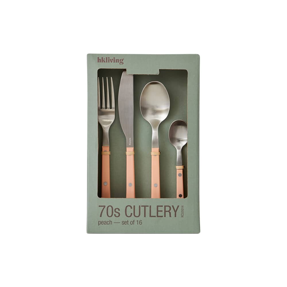 Servizio 70s materiale plastico arancione / 16 pezzi (4 persone) - HK LIVING - Pesca - Acciaio inossidabile, Acrilico