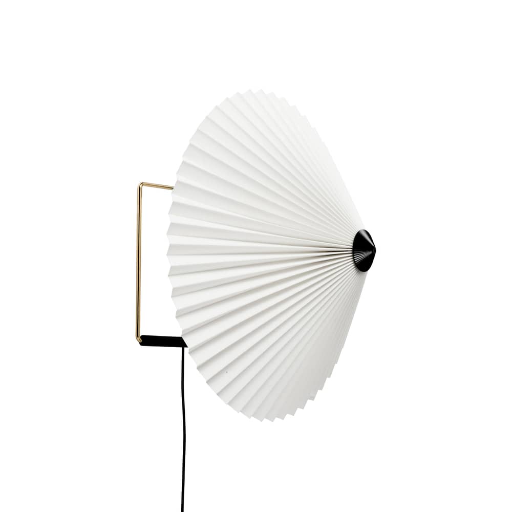 Applique avec prise Matin Large tissu blanc LED orientable / Ø 38 cm - Hay - Blanc - Coton plissé, Fil d\'acier