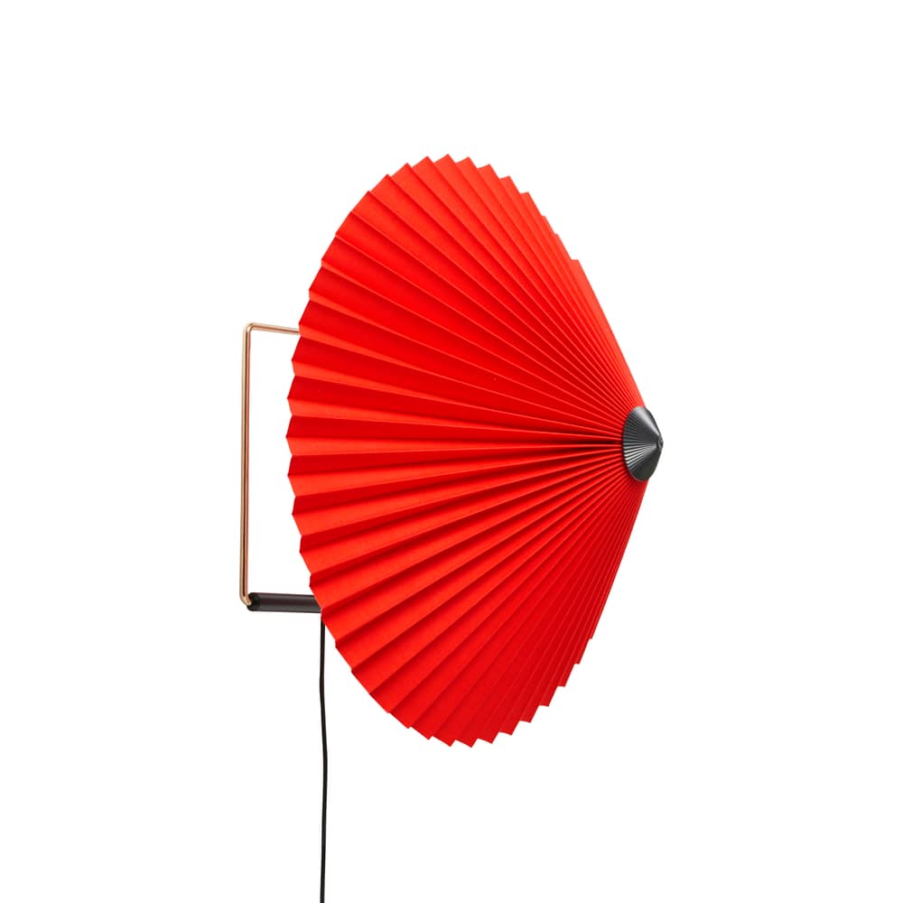 Applique avec prise Matin Large tissu rouge / LED - Ø 38 cm - Hay - Rouge vif - Coton plissé, Fil d\'acier